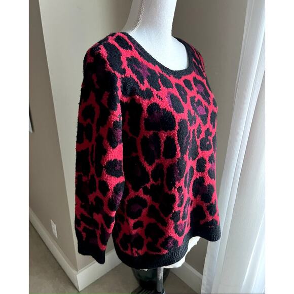 Apt. 9 Leopard print red & black pullover sweater size S petite - Picture 3 of 4